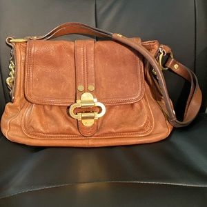 B Makowsky Brown Tan Leather Handbag Purse